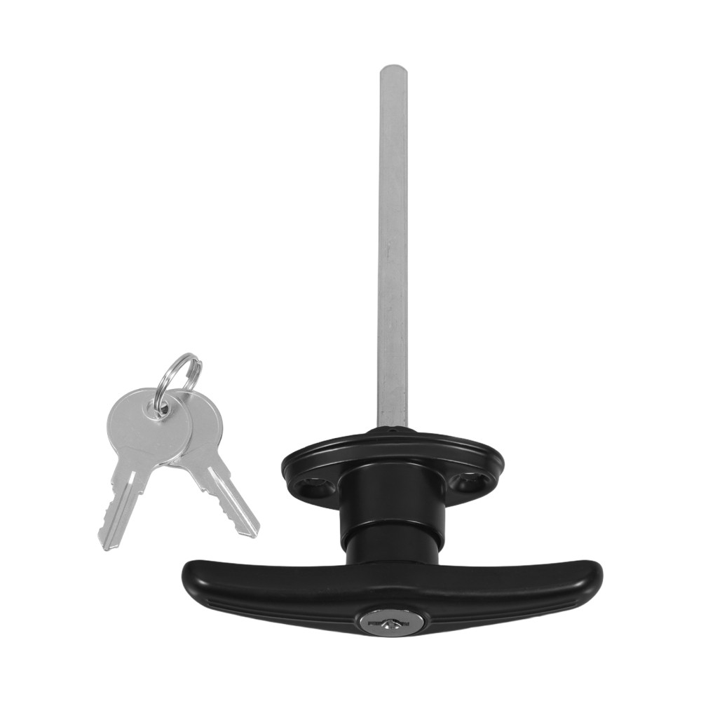 Door Handle With Lock T-shaped Lockable Garage Replacement Black
