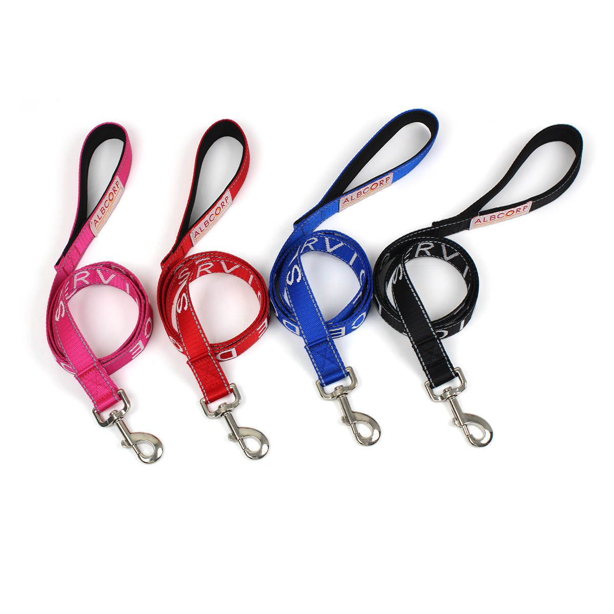 Albcorp Service Dog Leash - Embroidered- Padded Neoprene Handle and Reflective