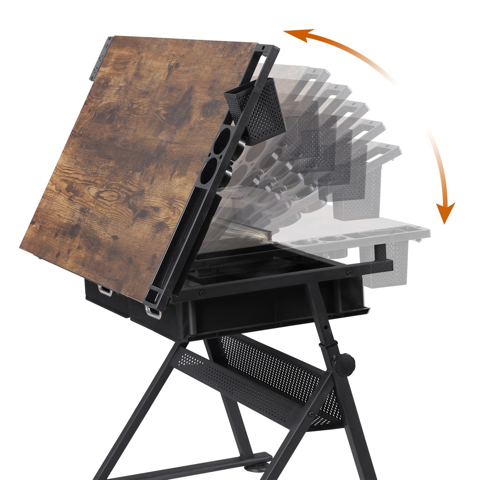 Drafting Drawing Table Tiltable Tabletop Adjustable Height with Charge Outlet