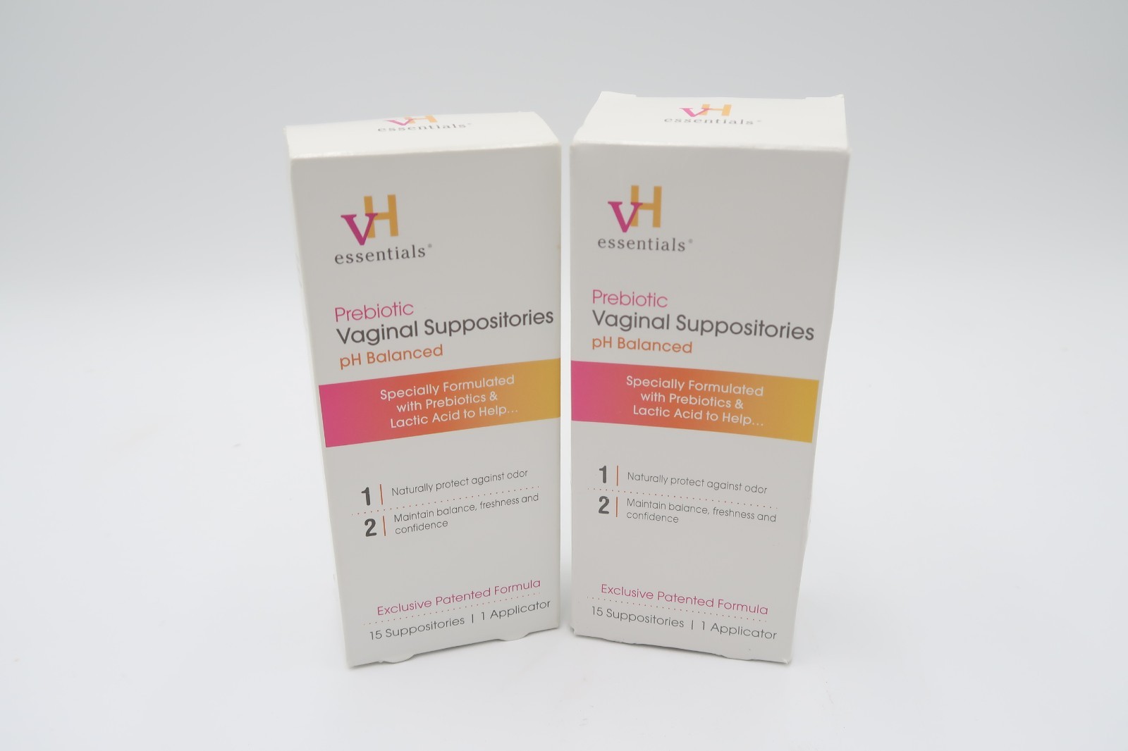 2x VH Essentials Prebiotic Vaginal Suppositories pH Balanced 15 Count - 30 Total