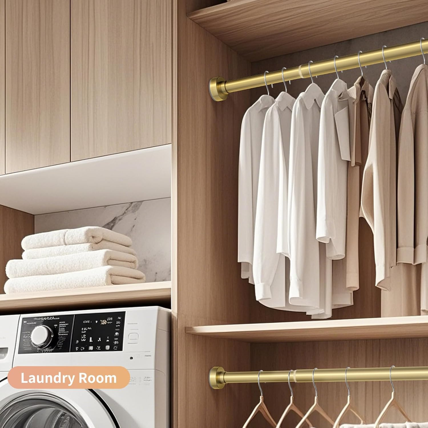 Gold Shower Curtain Rod 34-82 Inches(2.8-6.8Ft) Never Rust Adjustable Shower Rod