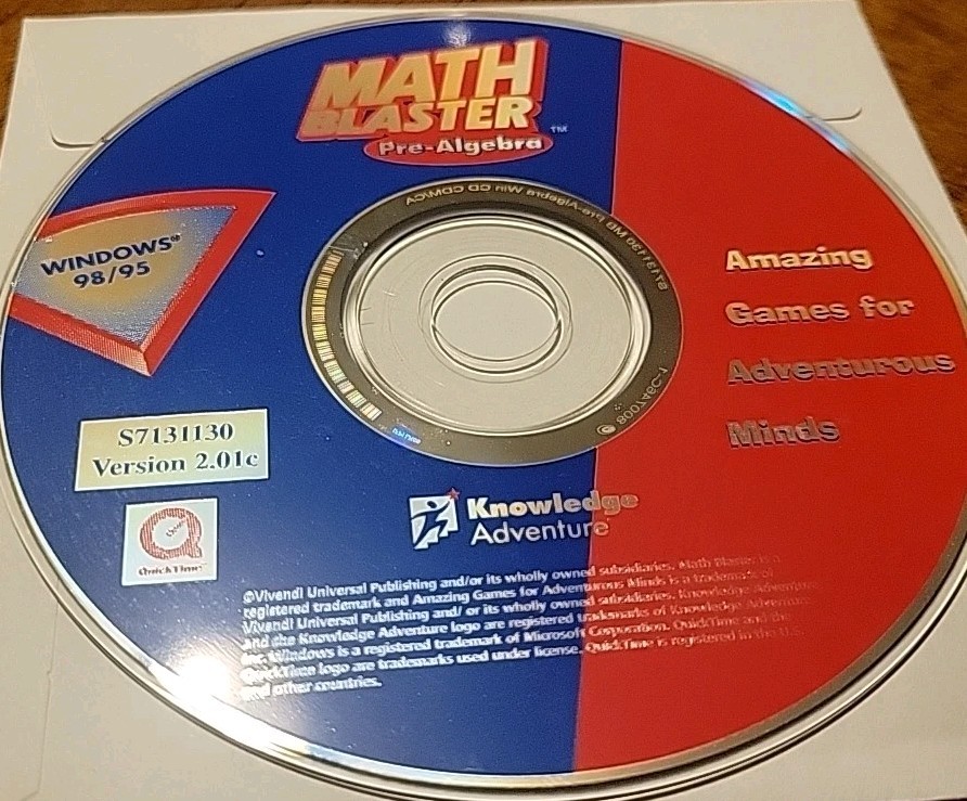 Math Blaster PRE-ALGEBRA PC CD-ROM Win/Mac Tested Works!