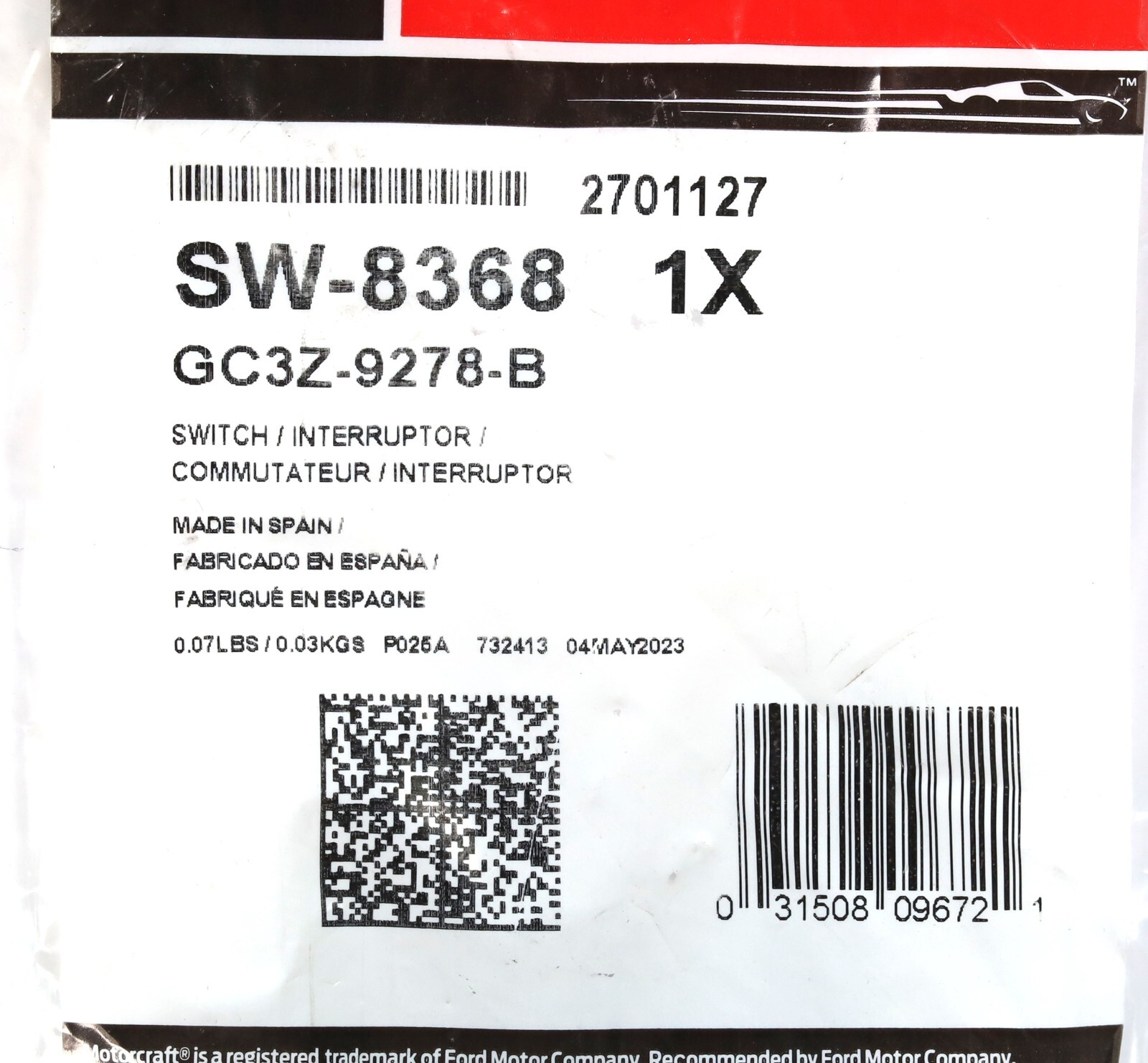 Genuine Motorcraft SW-8368 Engine Oil Pressure Sensor 2011-2019 6.7L Powerstroke