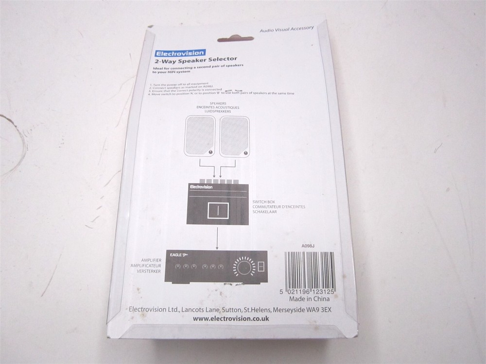 Electrovision (A098J) Black 2-Way Speaker Switch Selector