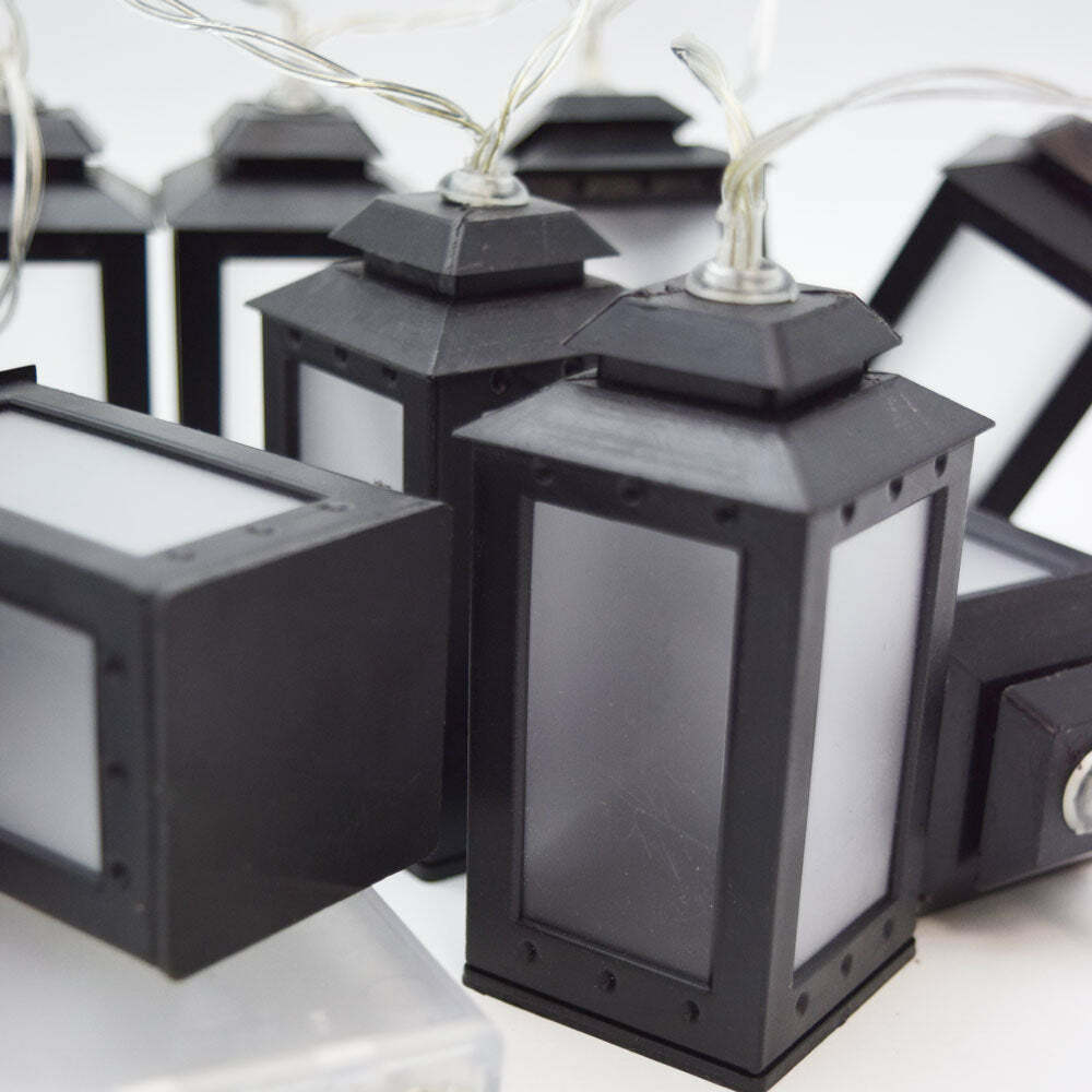 MoonBright 10 LED Black Candle Lantern Tea Light String Light, 5.5 FT, Batter...