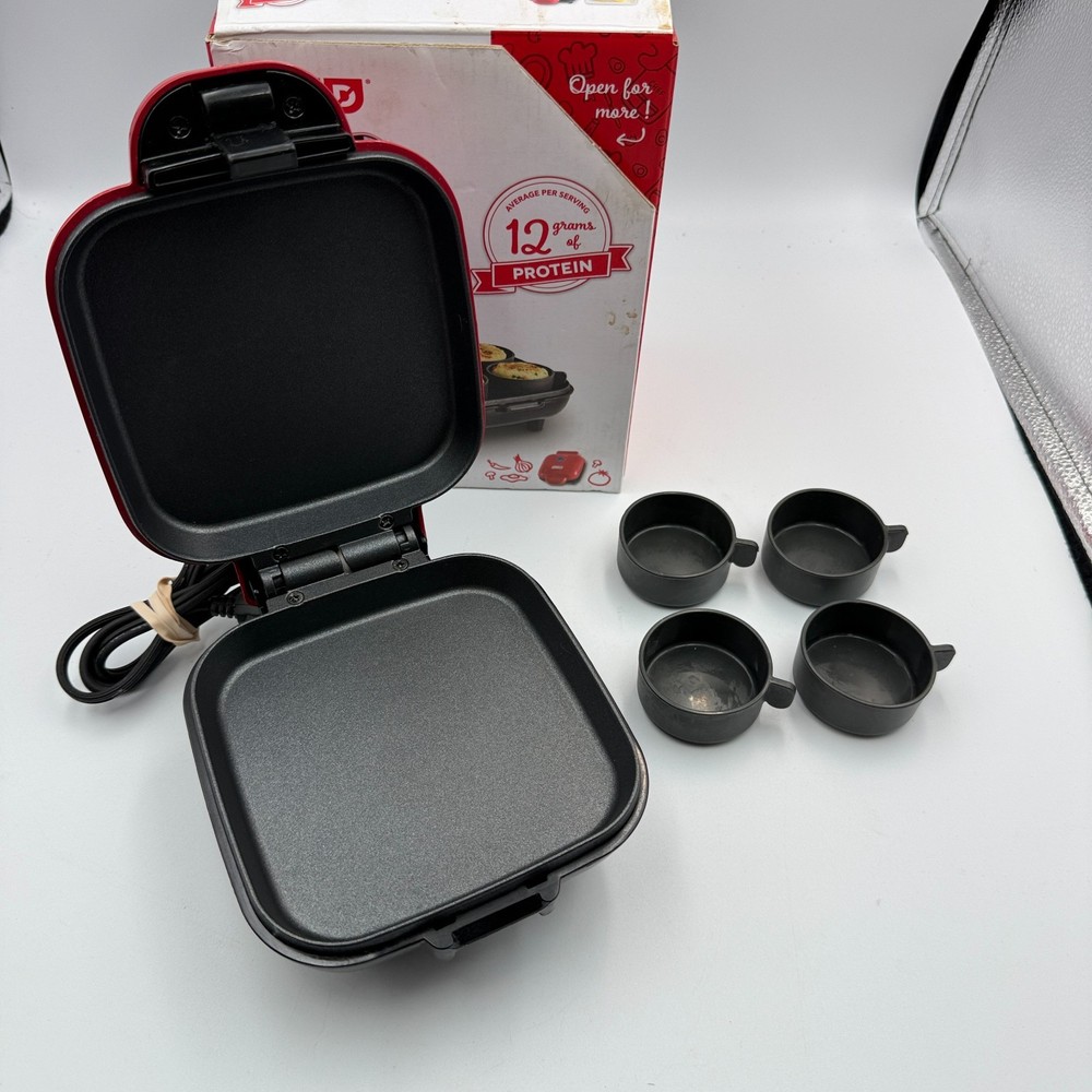 Dash Egg Bite Maker DBBM400GBRD04 4-Cup Nonstick Breakfast Maker w/ Cups & Box