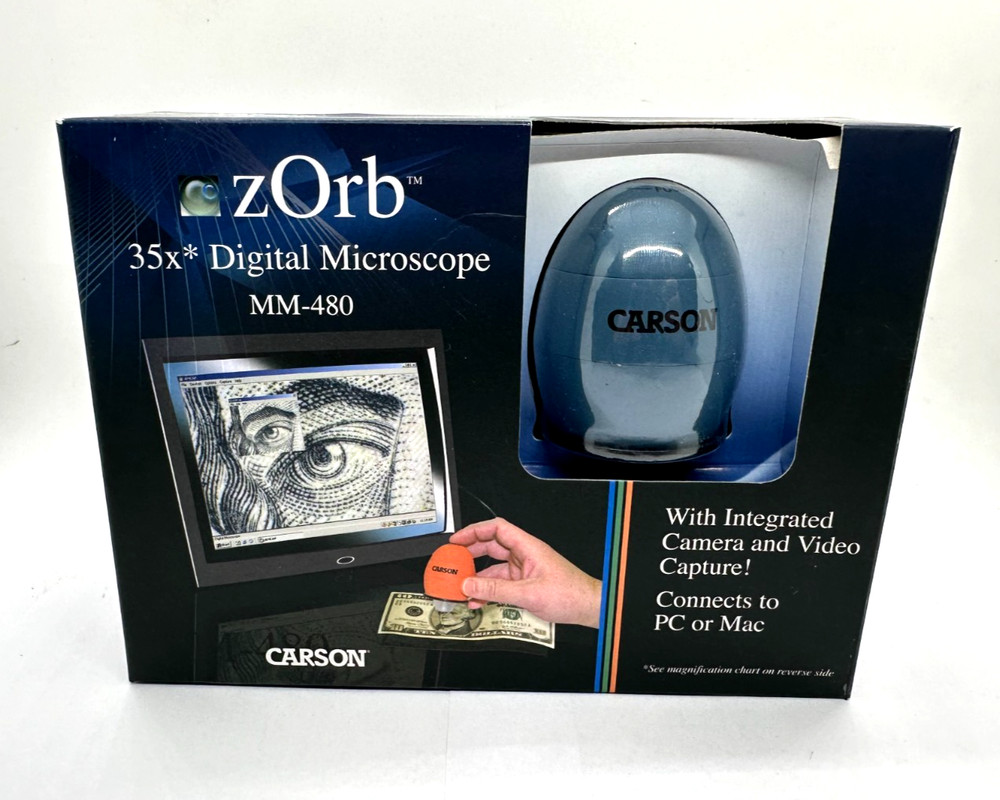Carson Zorb 35X Digital Microscope MM-480 Integrated Camera and Video PC/MAC