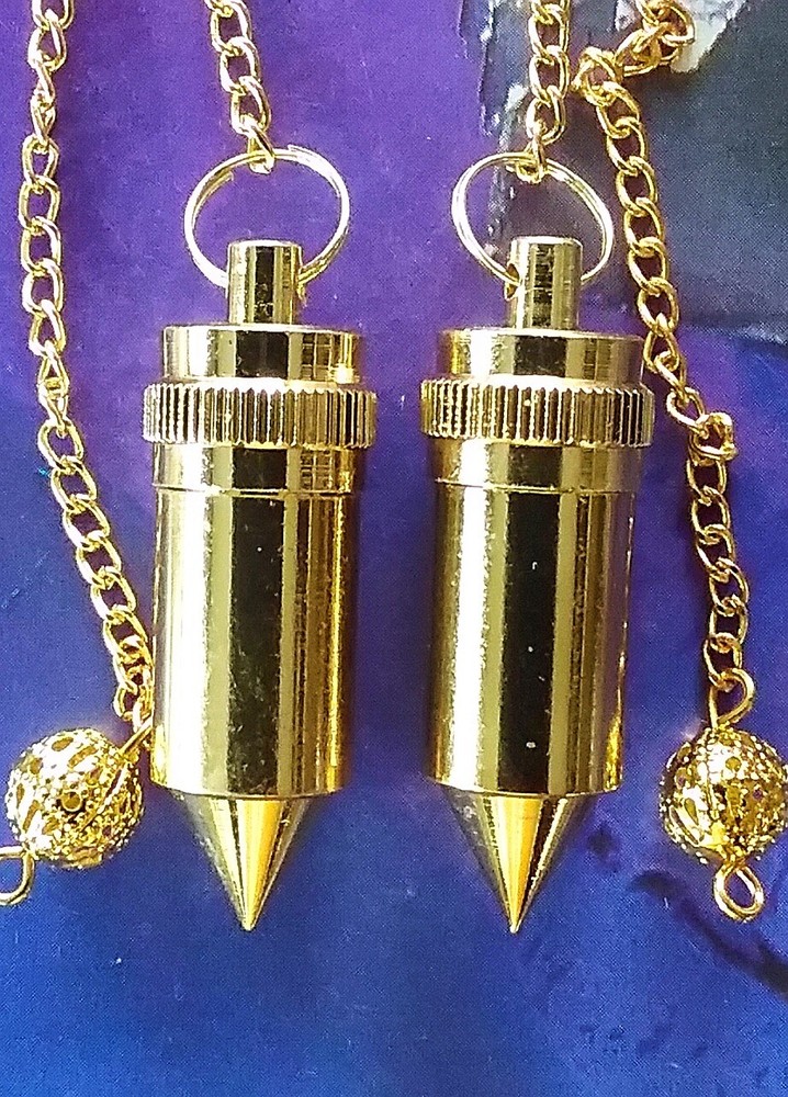 GOLD Pendulum, BULLET DESIGN CHAMBERED GOLD DOWSING PENDULUM, DIVINATION