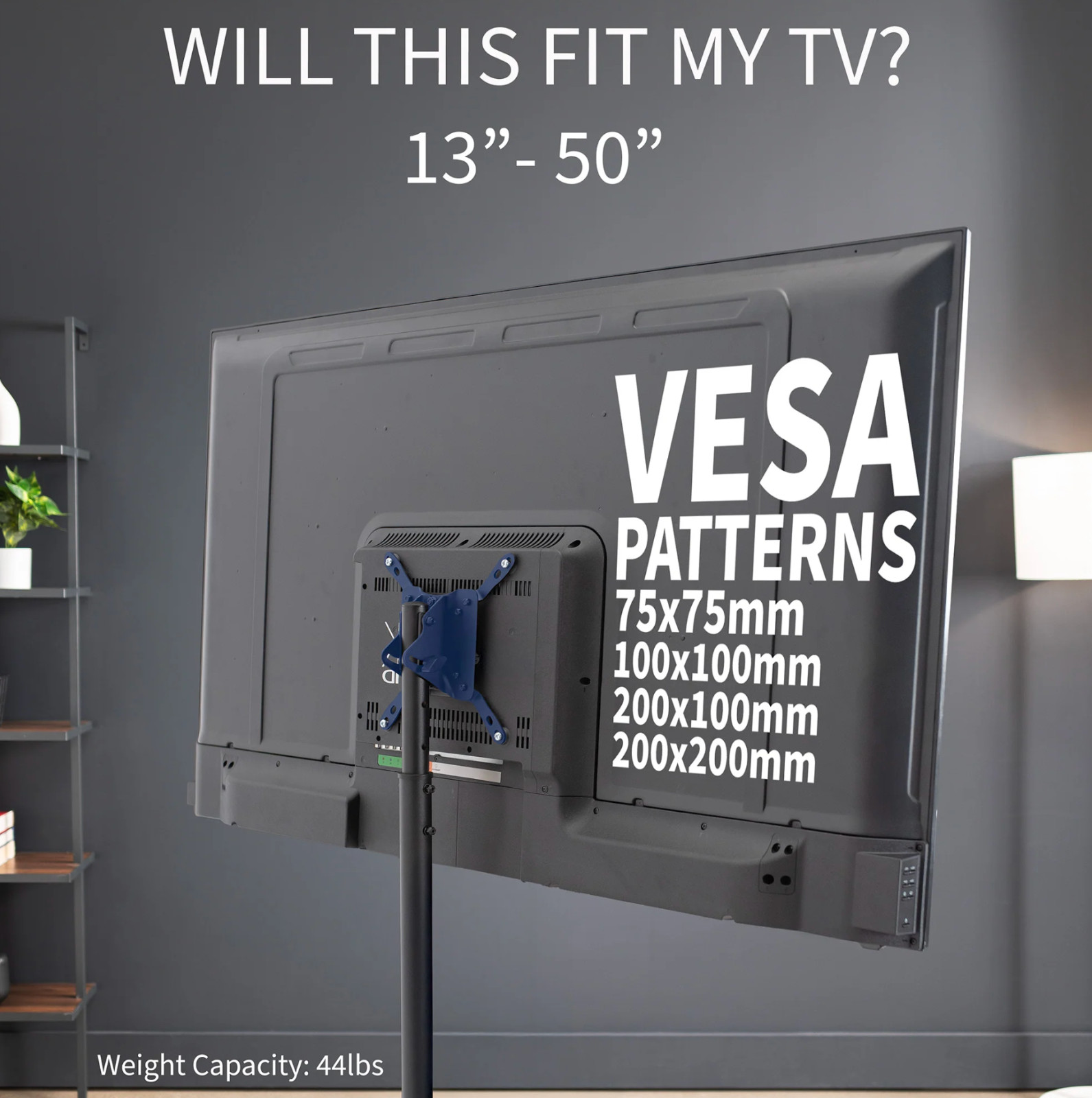 VIVO TV Display 13" to 50" Floor Stand, Height Adjustable Mount for Flat Screen