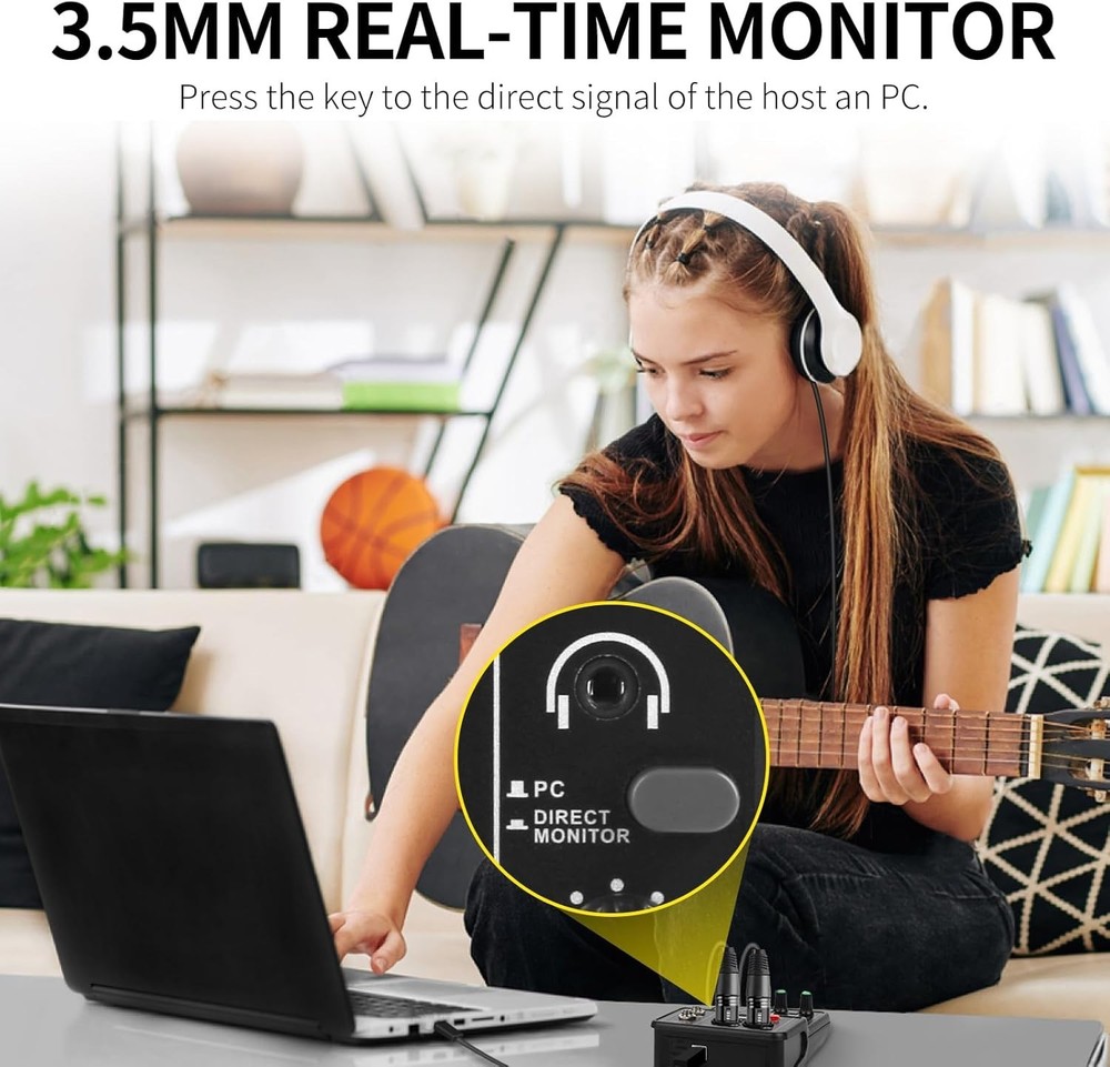 USB Recording Interface with Microphone Jack