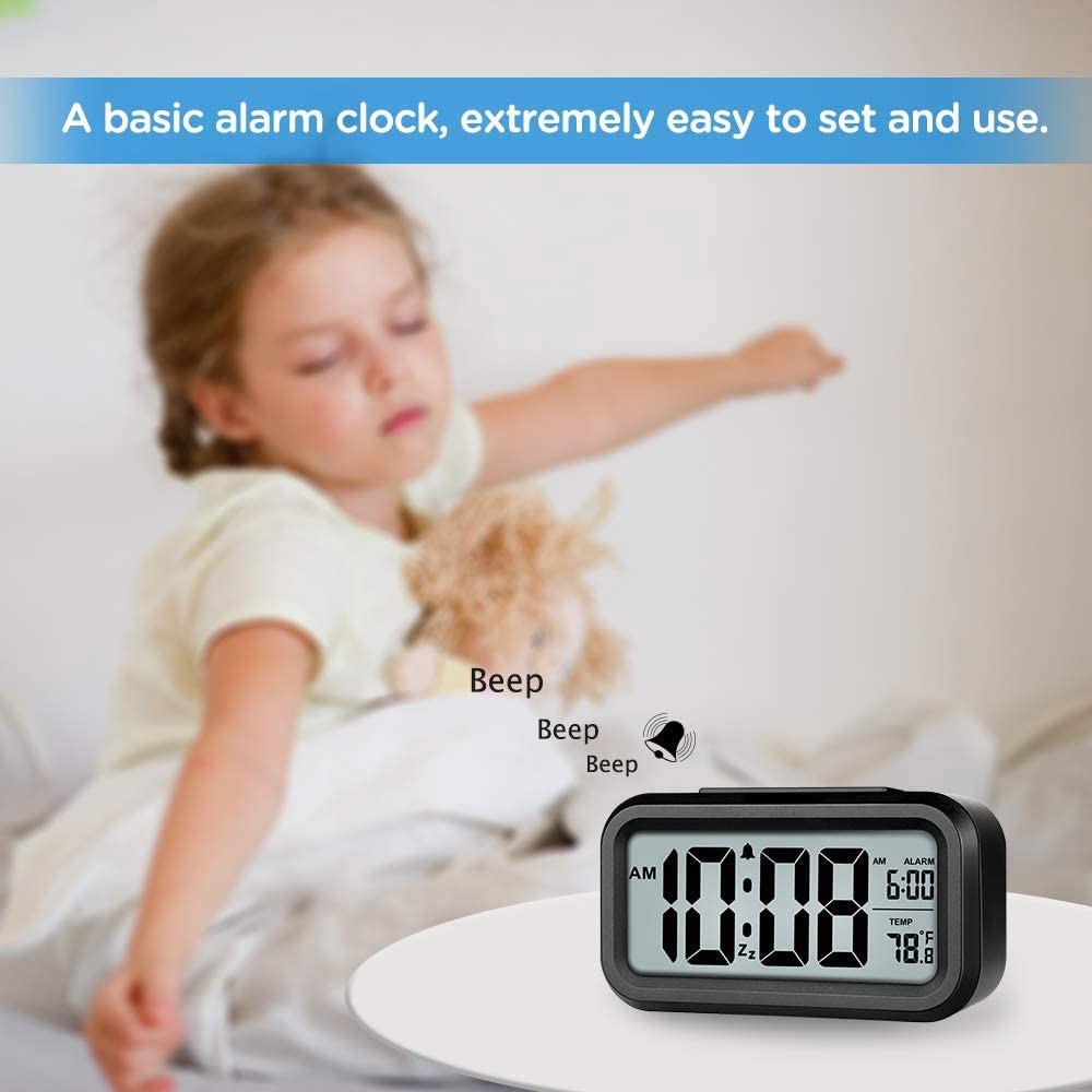 Digital Alarm Clock with Temperature Night Light Large LED Display