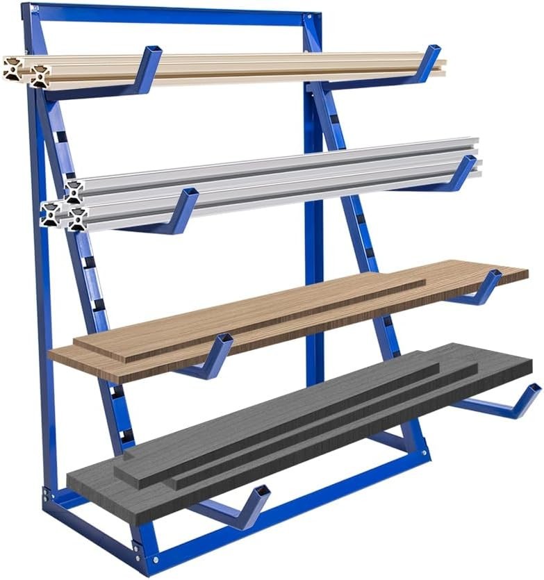 Heavy Duty Steel Horizontal Storage Rack with 4-Level Lumber/Pipe Organizer