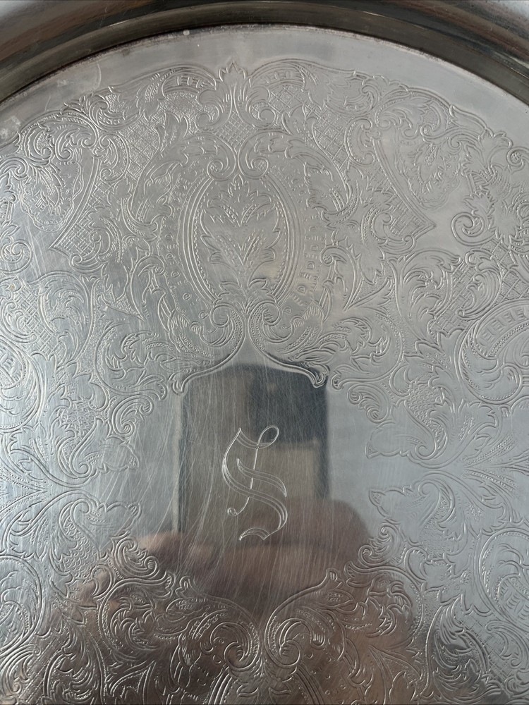 VTG ONEIDA SILVERPLATE ROUND SERVING TRAY/ PLATTER 12 1/4" ROYAL PROVINCIAL ROSE