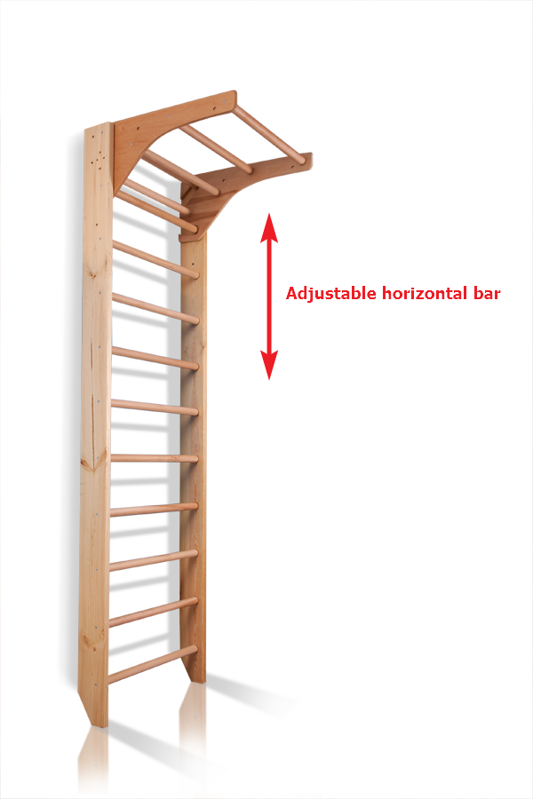 Wooden Wall Stall Bars with Adjustable Pull up Bar - Suitable for Home, School