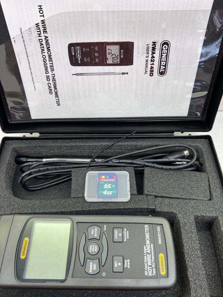 General Tools HWA4214SD Digital Hot Wire Anemometer, with Data Logging SD Card