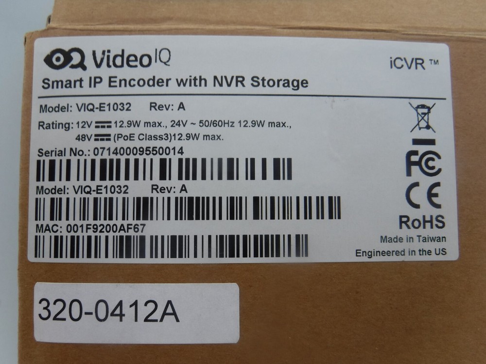 NEW Video IQ VIQ-E1032 Smart IP Camera Encoder NVR
