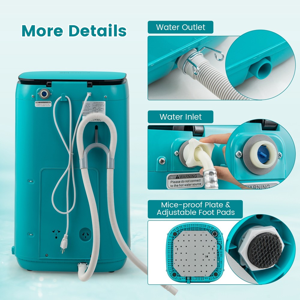 Full Automatic Washing Machine 0.78 Cu.ft Compact Washer & Spinner Combo 7.7 lbs