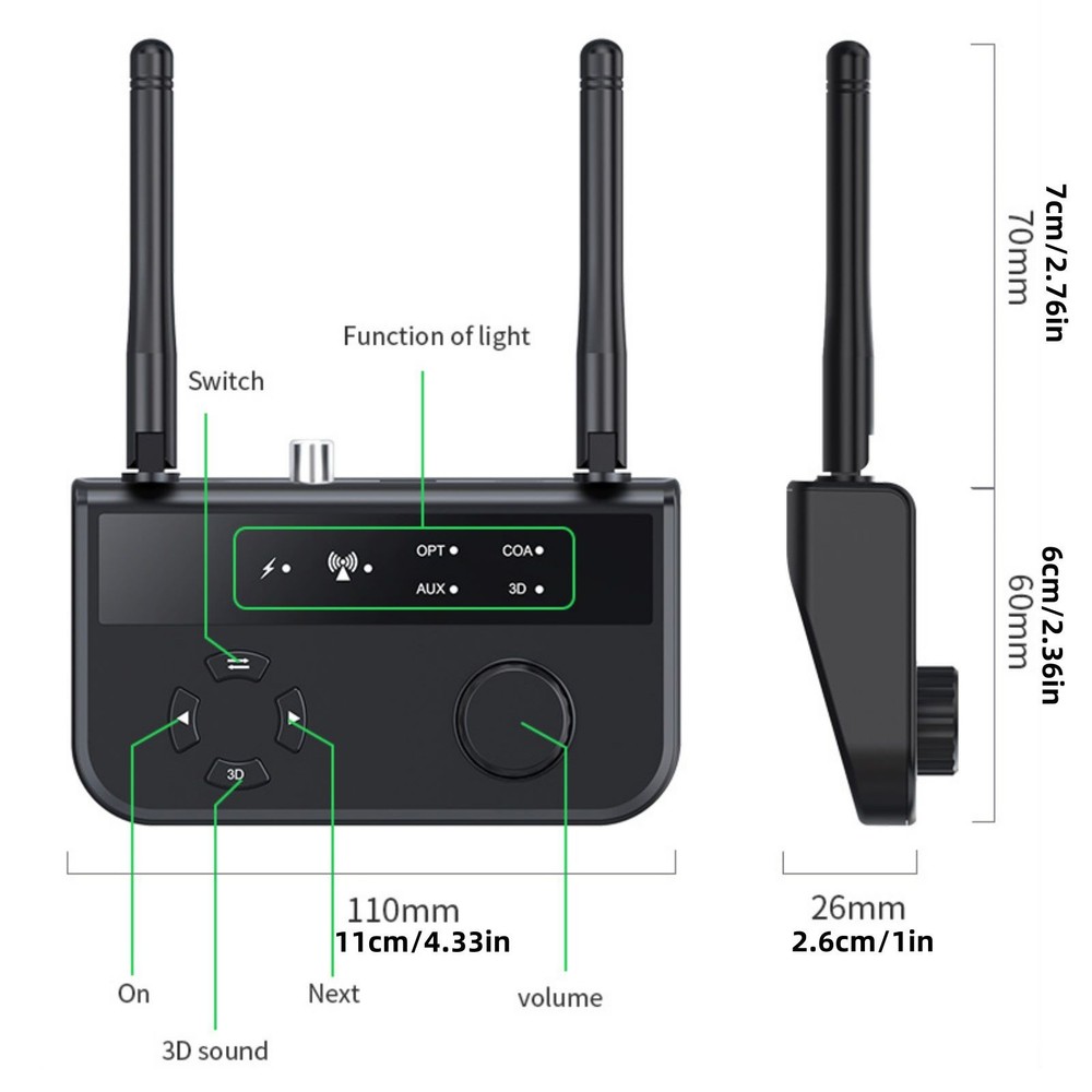 5.3 version New Bluetooth Receive With Smart One to Two Sharing plug and play