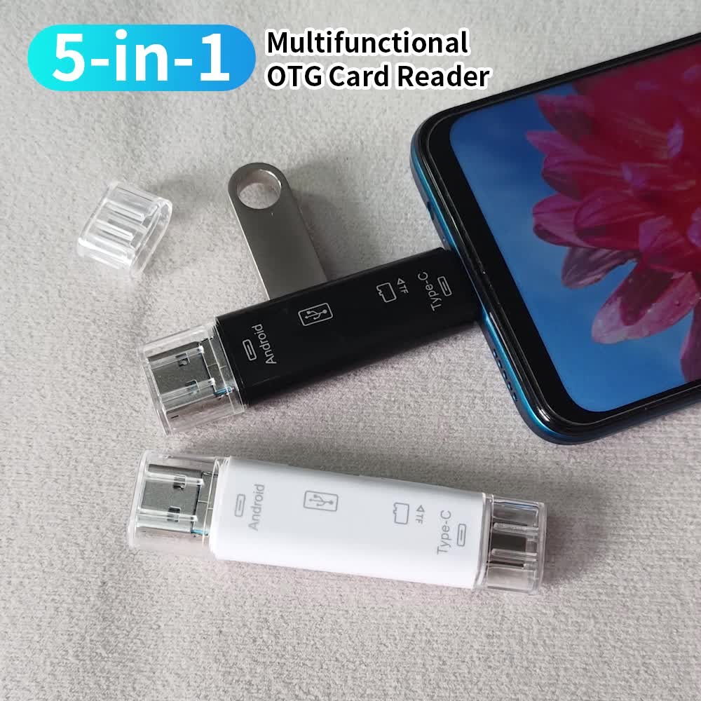 5-In-1 USB Type C/Micro USB/TF/SD Memory Card Reader OTG Adapter