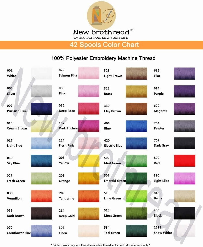 42 Spools 1000M 1100Y Polyester Embroidery Machine Thread Kit for Professiona...