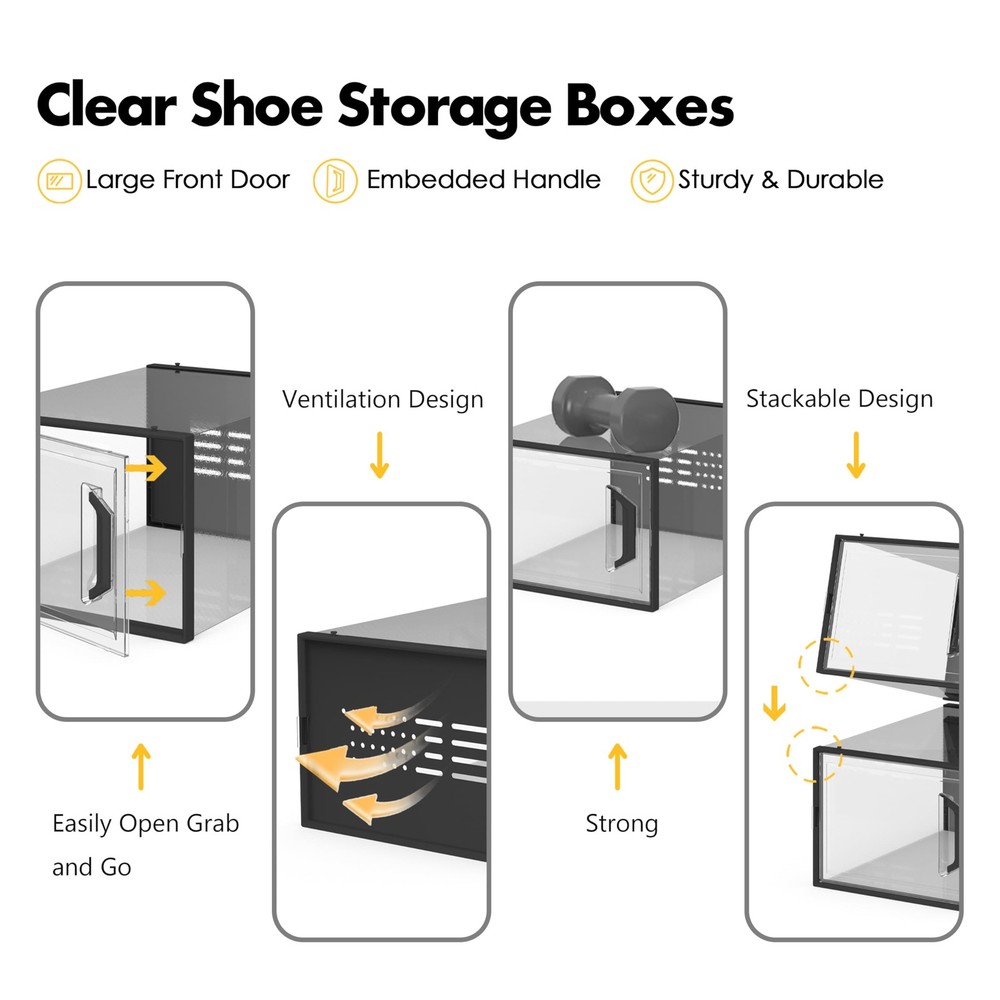 SEE SPRING XLarge Shoe Storage Box Fit Size 11, Clear Plastic Stackable Shoe ...