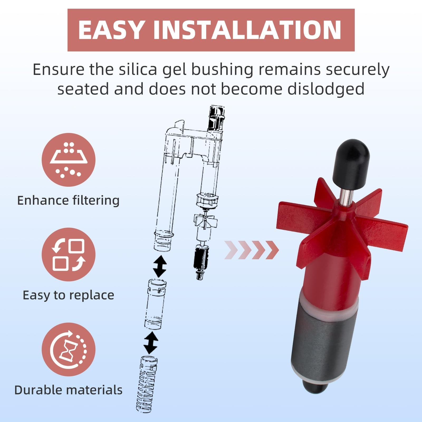 Impeller Assembly Replacement Part Compatible with Whisper 3, 4, White/Grey
