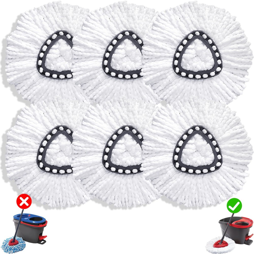 6 Pack Mop Head Replacement For Ocedar Spin Refills Microfiber Washable