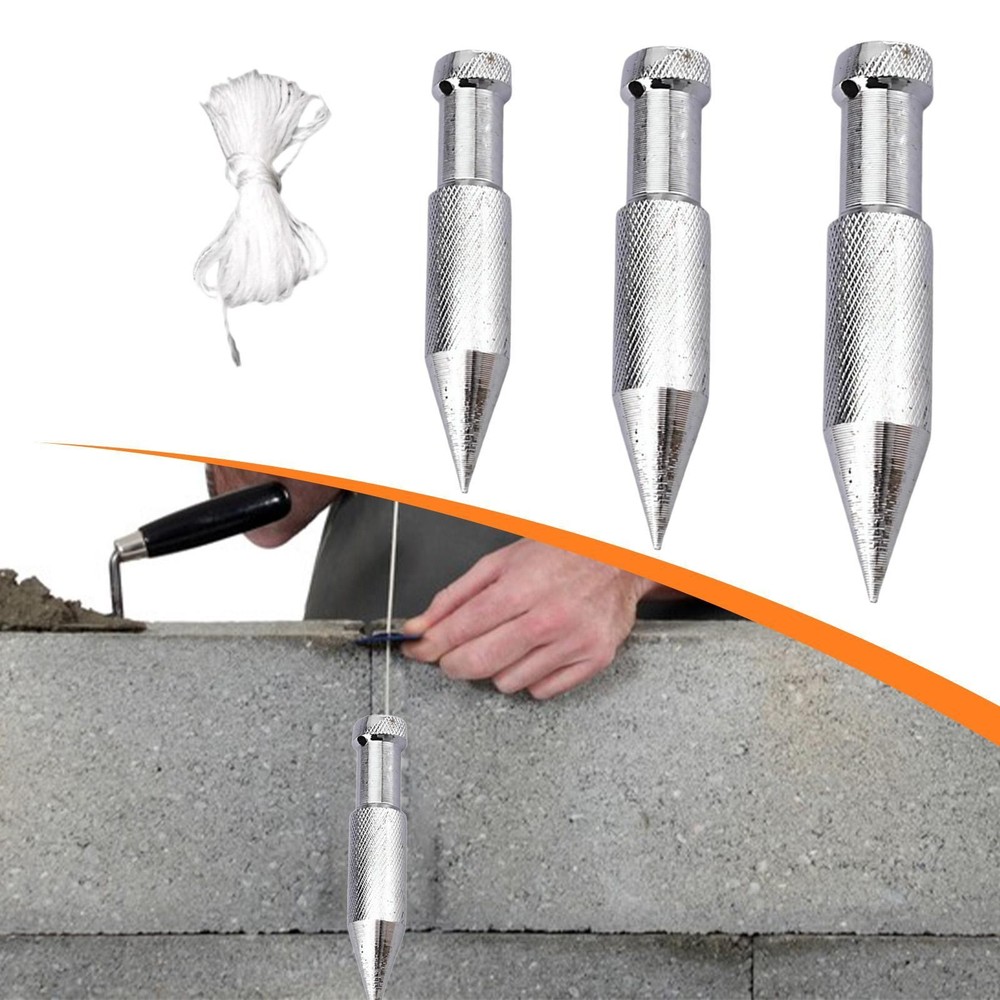 3x Plumb Bob Portable with 5M String for Carpentry Wall Alignment Ceiling