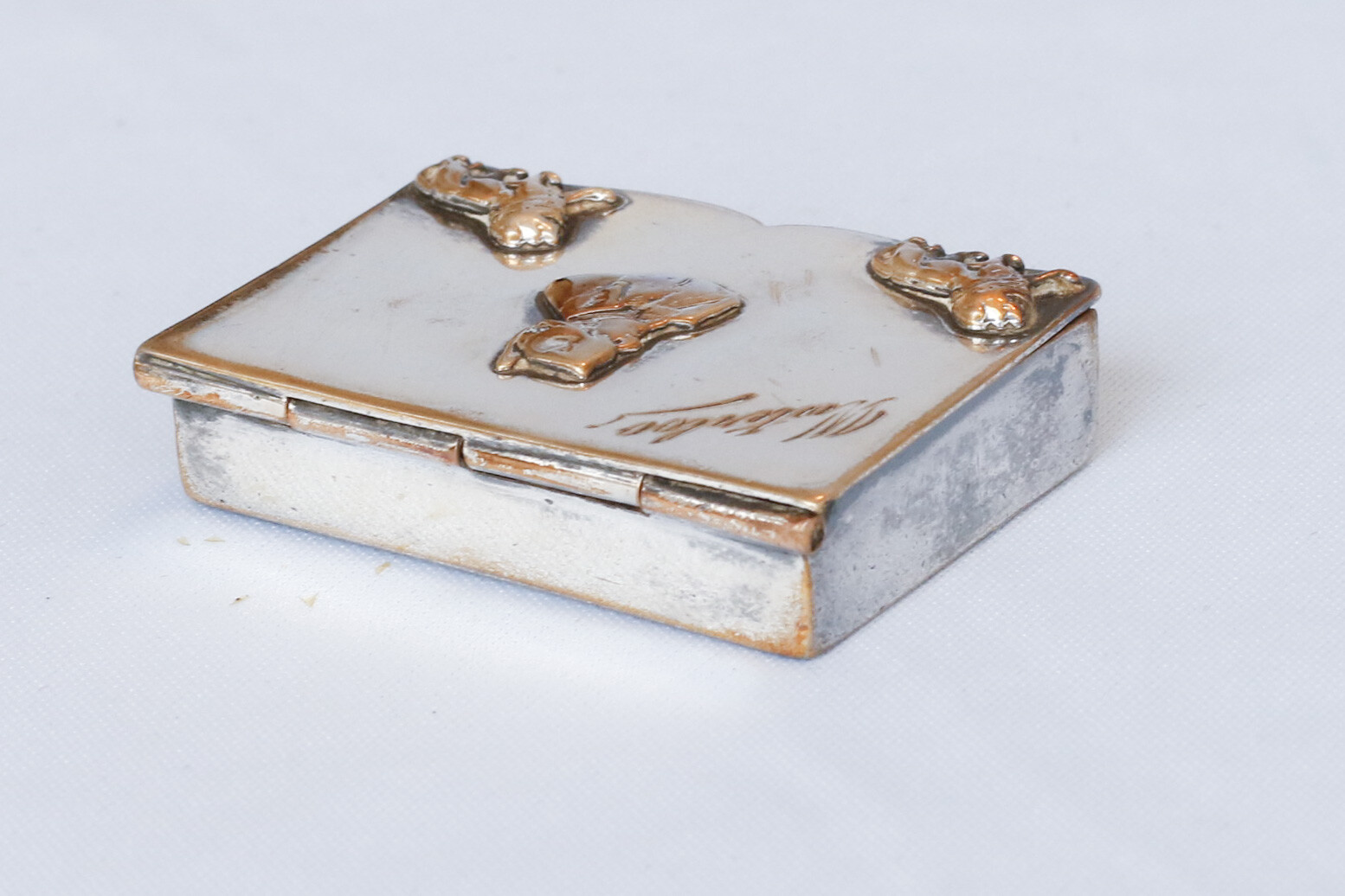 Rare 19C Silver Plated Box French Emperor Napoleon Bonaparte Waterloo Battle War