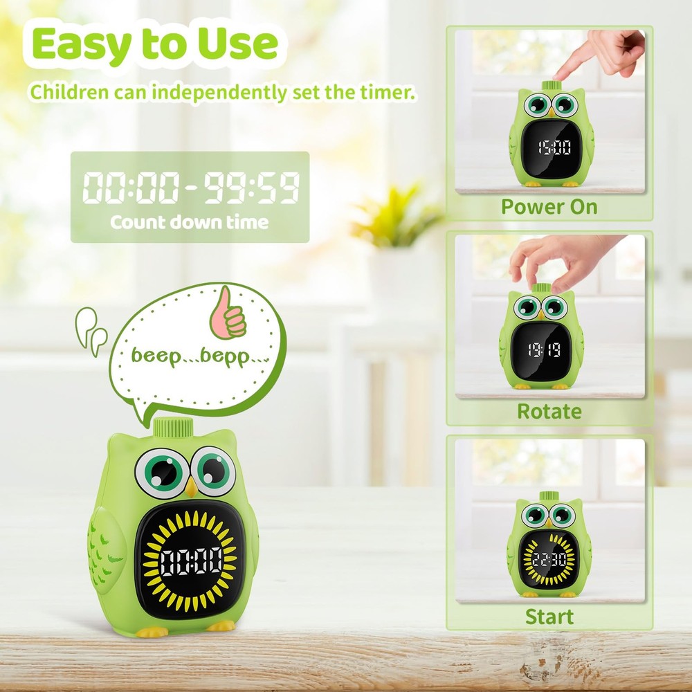 Owl Visual Timer for Kids 99 Min Visual Countdown Time for Classroom Home Kid...