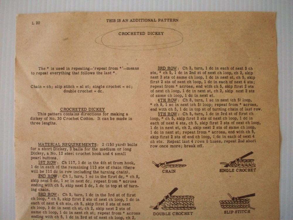 Crocheted Dickey vintage pattern