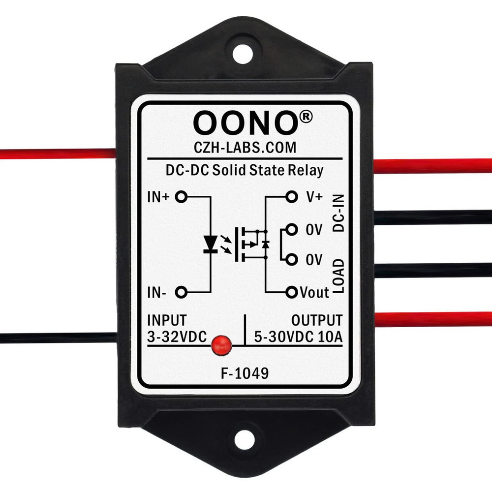 Wired DC-DC 10Amp Isolated Solid State Relay Module, SSR in 3-32VDC Out 5-30VDC,