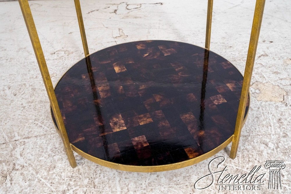 69878: Round Tessellated Marble Top Decorator Lamp Table