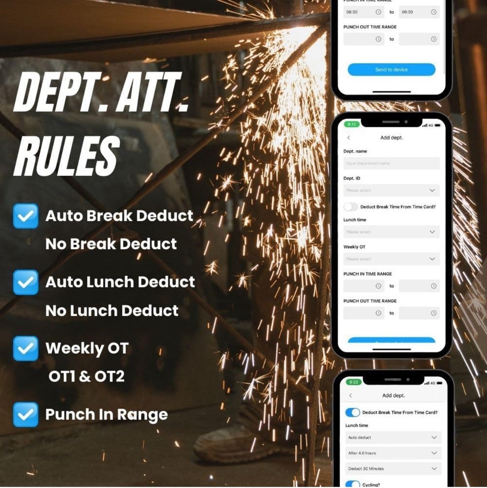 App-Based Time Clock–Employee Fingerprint Attendance, iOS/Android w/10 IC Cards