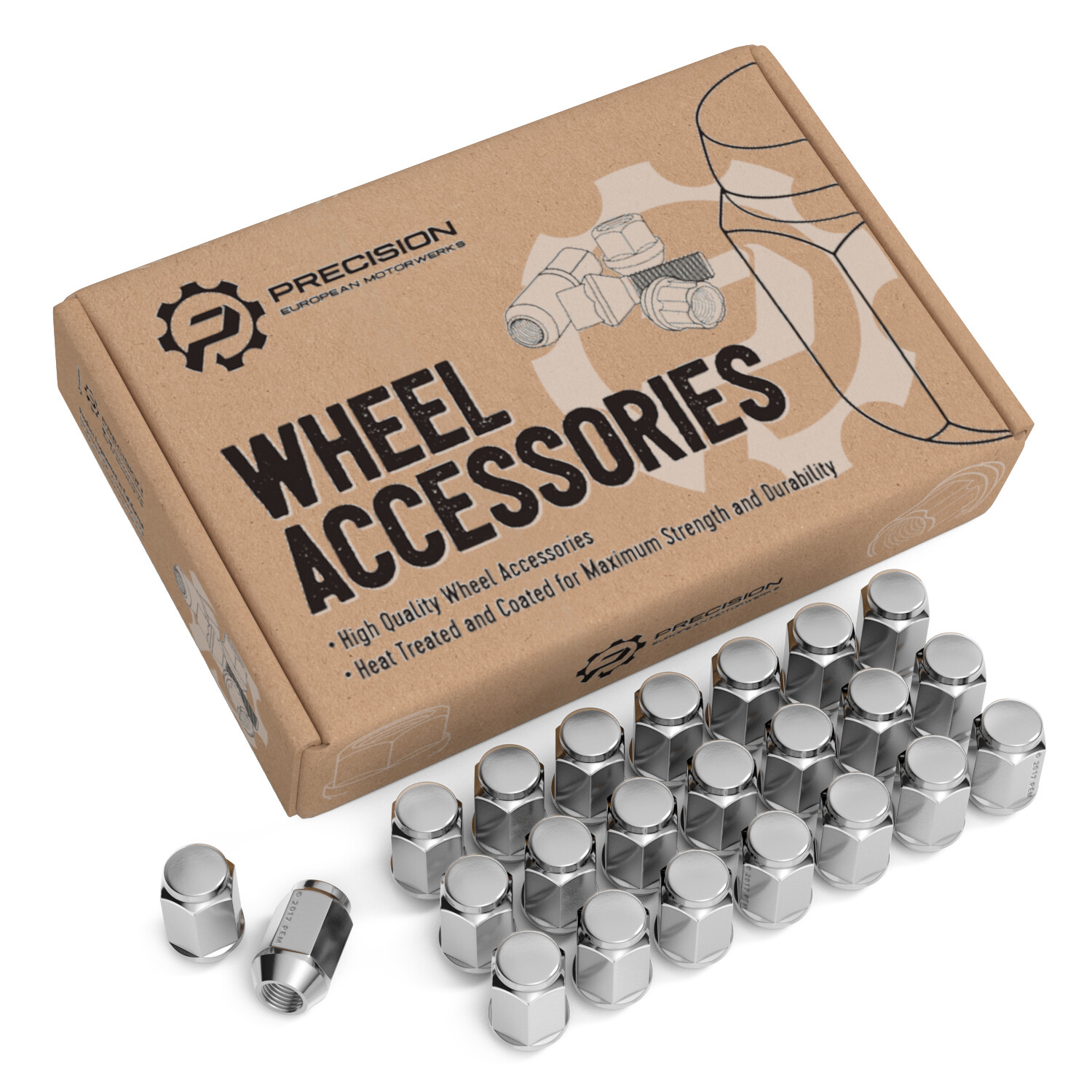 23pc Chrome 1/2" Lug Nuts | Bulge Acorn | Fits Jeep with Spare | 1/2-20