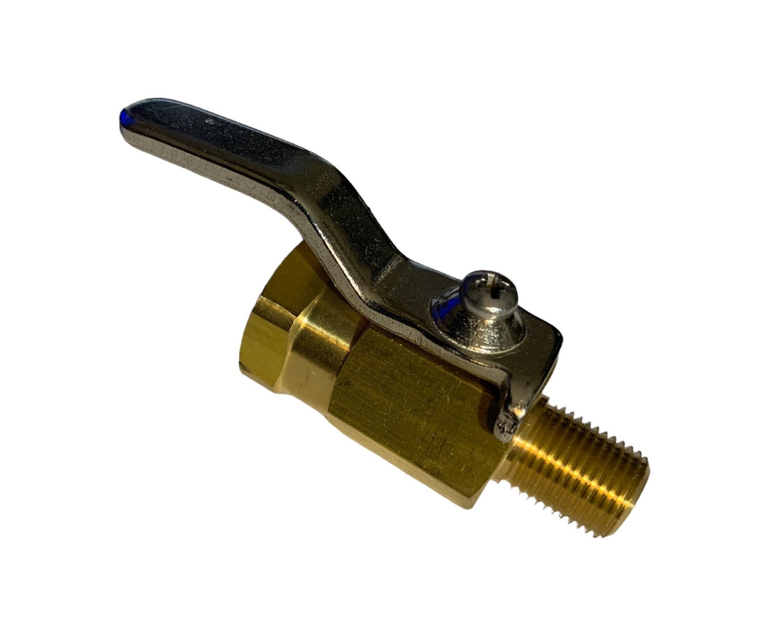 Full Port Brass Mini Ball Valve 1/8 NPT Female X Male W/ Internal Viton Seat