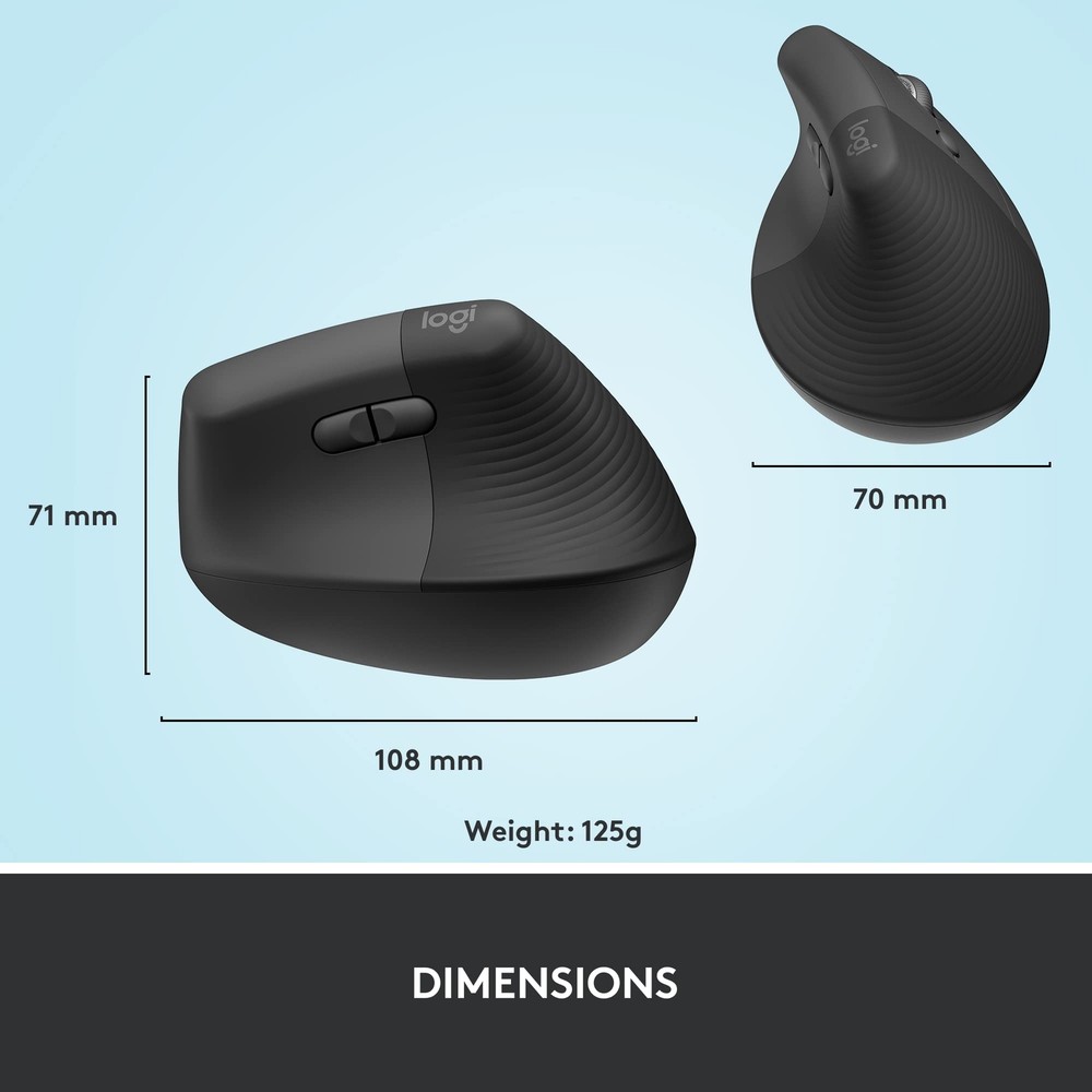 Logitech Lift Vertical Ergonomic Mouse Wireless Bluetooth Logi Bolt Graphite