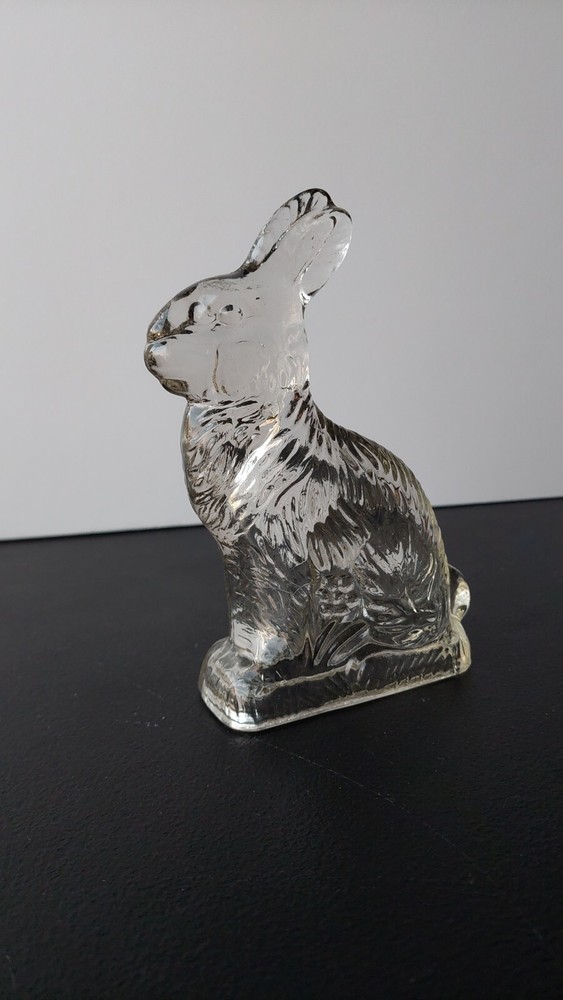 RABBIT / HARE SHAPE GLASS CANDY CONTAINER. J.H MILLSTEIN CO.