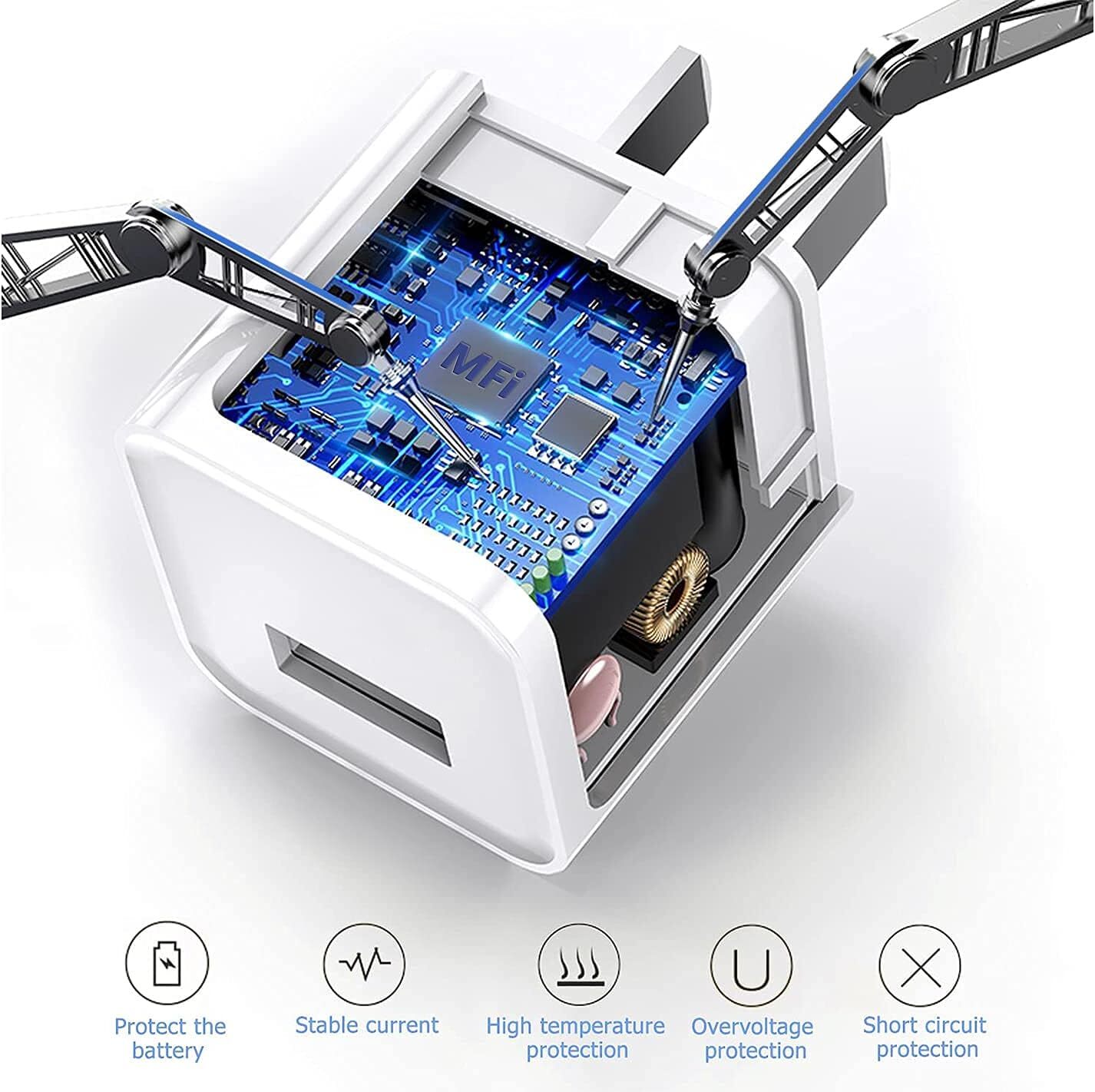 White 1A USB Power Adapter AC Home Wall Charger US Plug FOR iPhone 5 6 7 8 LOT