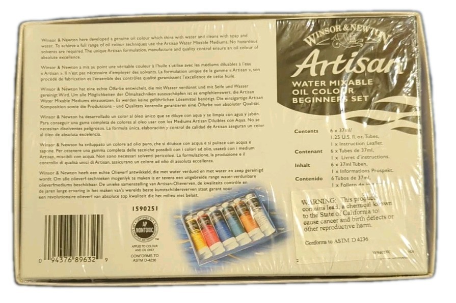 Winsor & Newton Artisan Water Mixable Oil Beginners Set 6 x 1.25 fl oz. - READ