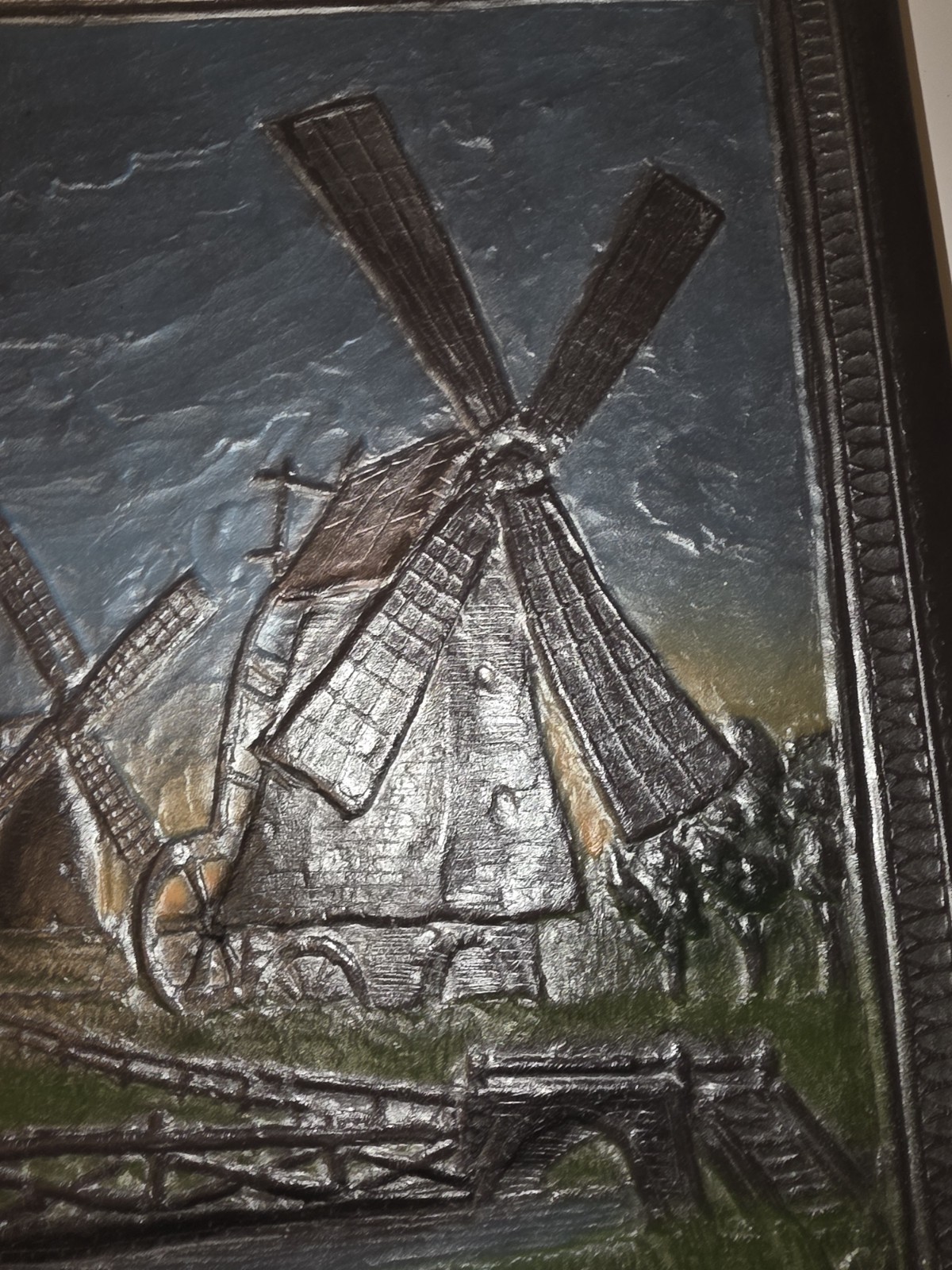 Vintage 70s Silver Magnetic Photo Album Embossed Windmill Faux Leather Japan