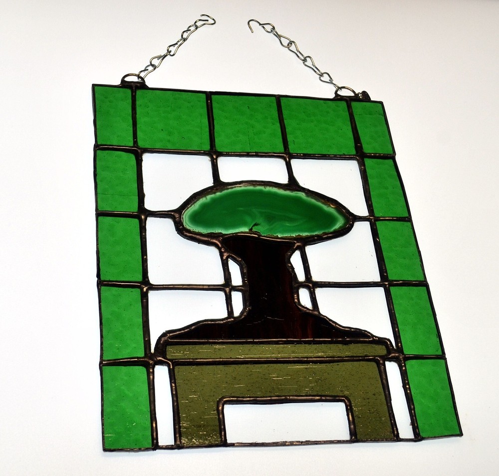 Agate Tree Stained Glass Panel Sun Catcher (#0024)