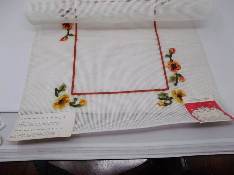 Vintage HTF Dritz Needlepoint Canvas Daisy Frame with Instructions