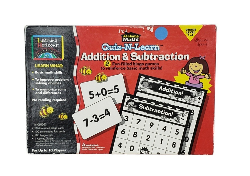 Math Bingo Game Addition Subtraction Teaching Educational Home School Classroom