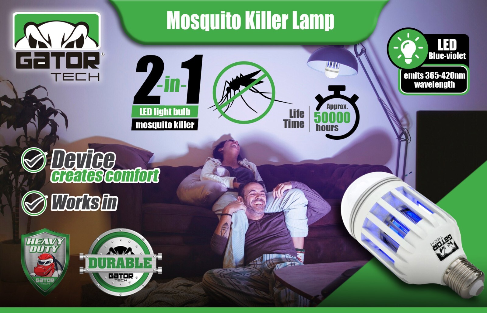 Insect Bug Mosquito Zapper Light Bulb Fly Trap Killer Indoor Outdoor UV Led Lamp