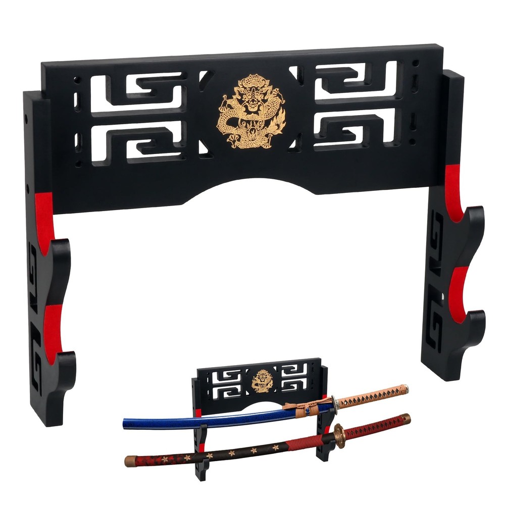 Sword Display Katana Wall Mount, 2-Tier Samurai Sword Katana Holder Stand wit...