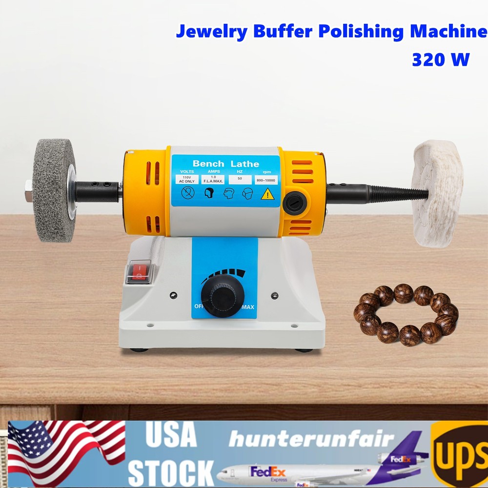 320W Jewelry Polisher Adjustable Variable Speed Grinder Bench Buffer Polisher