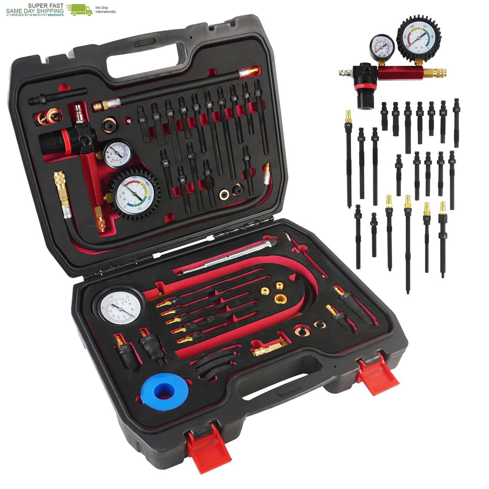 46-Piece Engine Compression Testers, Petrol & Diesel Cylinder Leak down Tester K