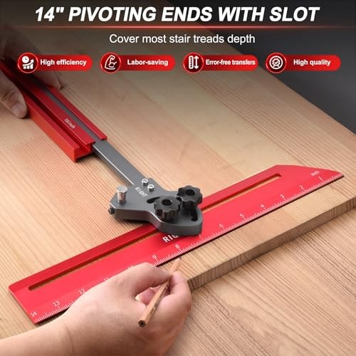 Portable Stair Tread Template Tool, Simple Assembly Stair Measuring Tool, Red