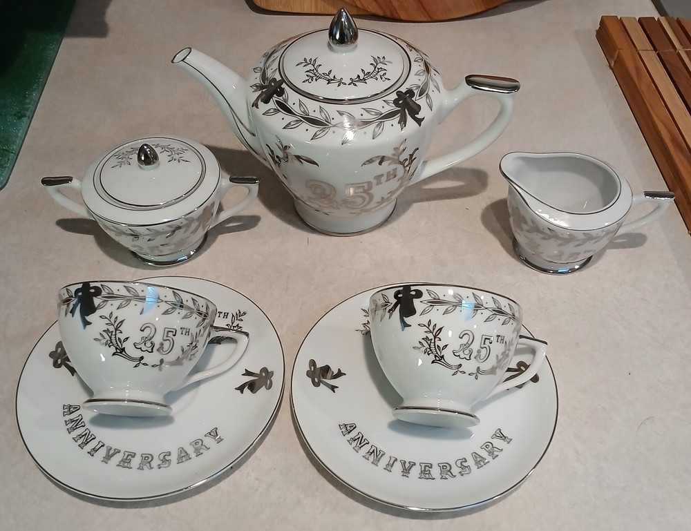 Lefton China 25th Anniversary 5 Piece Tea Set
